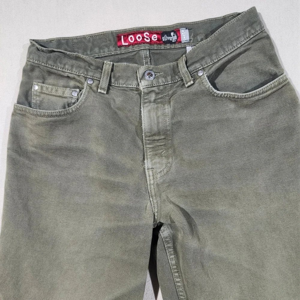 Vintage Levis SilverTab Loose Olive Green Jeans Made in USA 31x32 501-0596